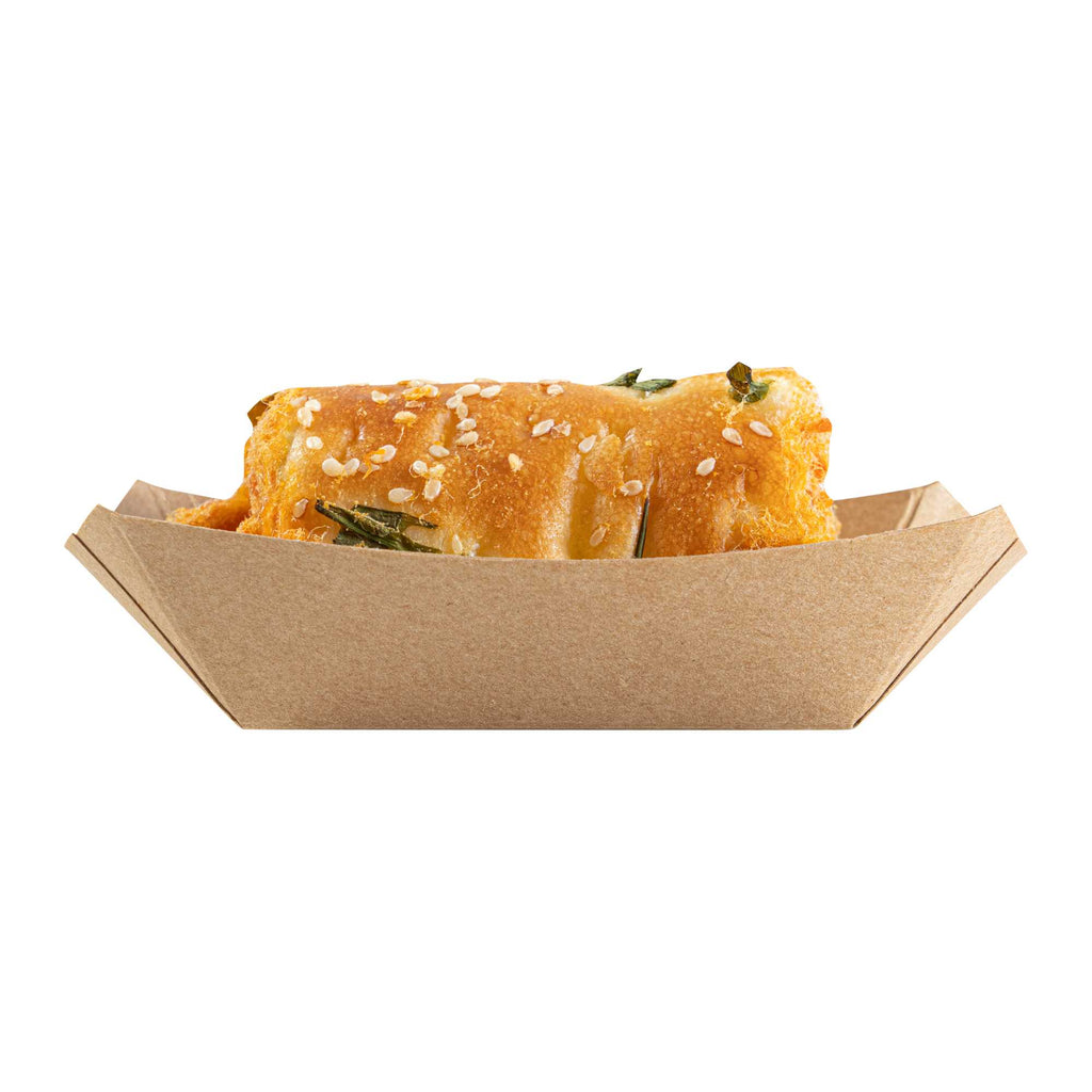 Bio Tek 4 oz Kraft Paper #25 Food Tray / Boat - 3" x 2" x 1" - 400 count box