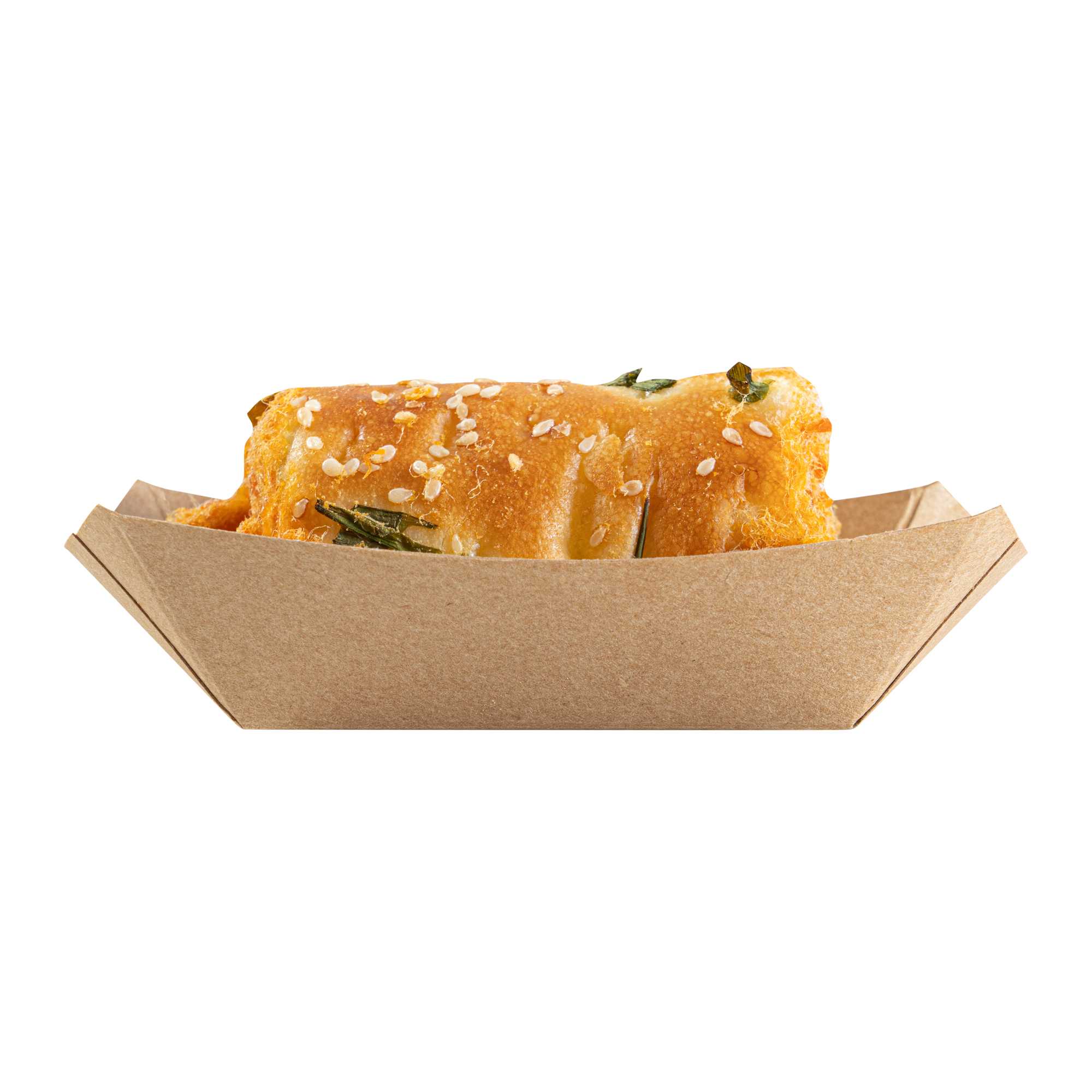 Bio Tek 4 oz Kraft Paper #25 Food Tray / Boat - 3" x 2" x 1" - 400 count box