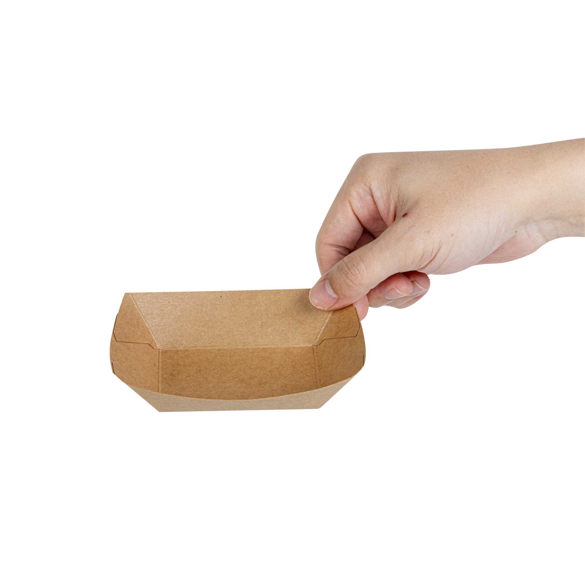 Bio Tek 4 oz Kraft Paper #25 Food Tray / Boat - 3" x 2" x 1" - 400 count box