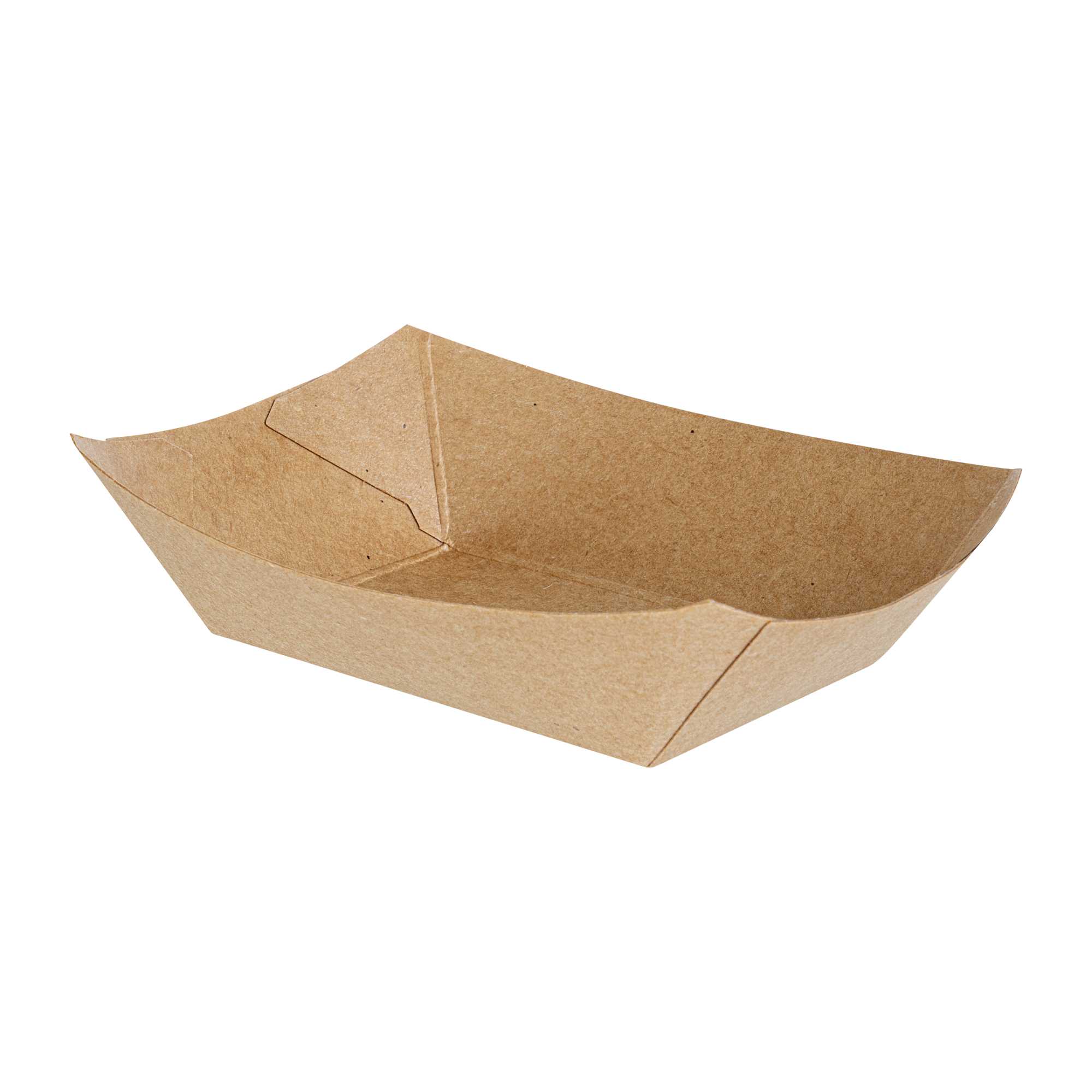 Bio Tek 4 oz Kraft Paper #25 Food Tray / Boat - 3" x 2" x 1" - 400 count box
