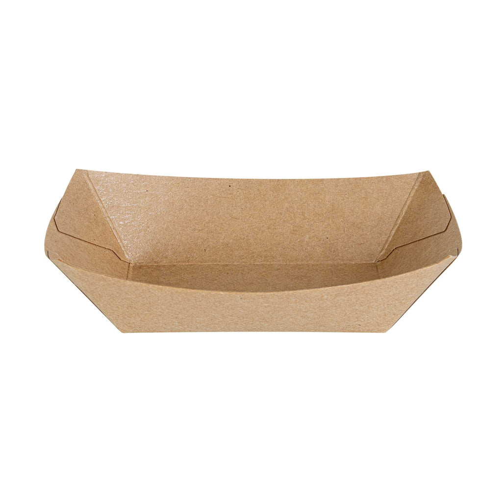 Bio Tek 4 oz Kraft Paper #25 Food Tray / Boat - 3" x 2" x 1" - 400 count box