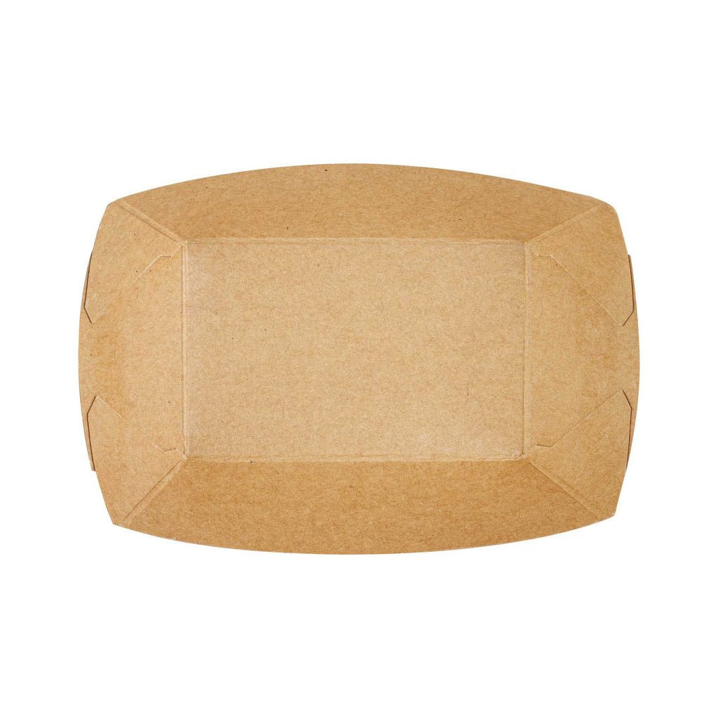 Bio Tek 4 oz Kraft Paper #25 Food Tray / Boat - 3" x 2" x 1" - 400 count box