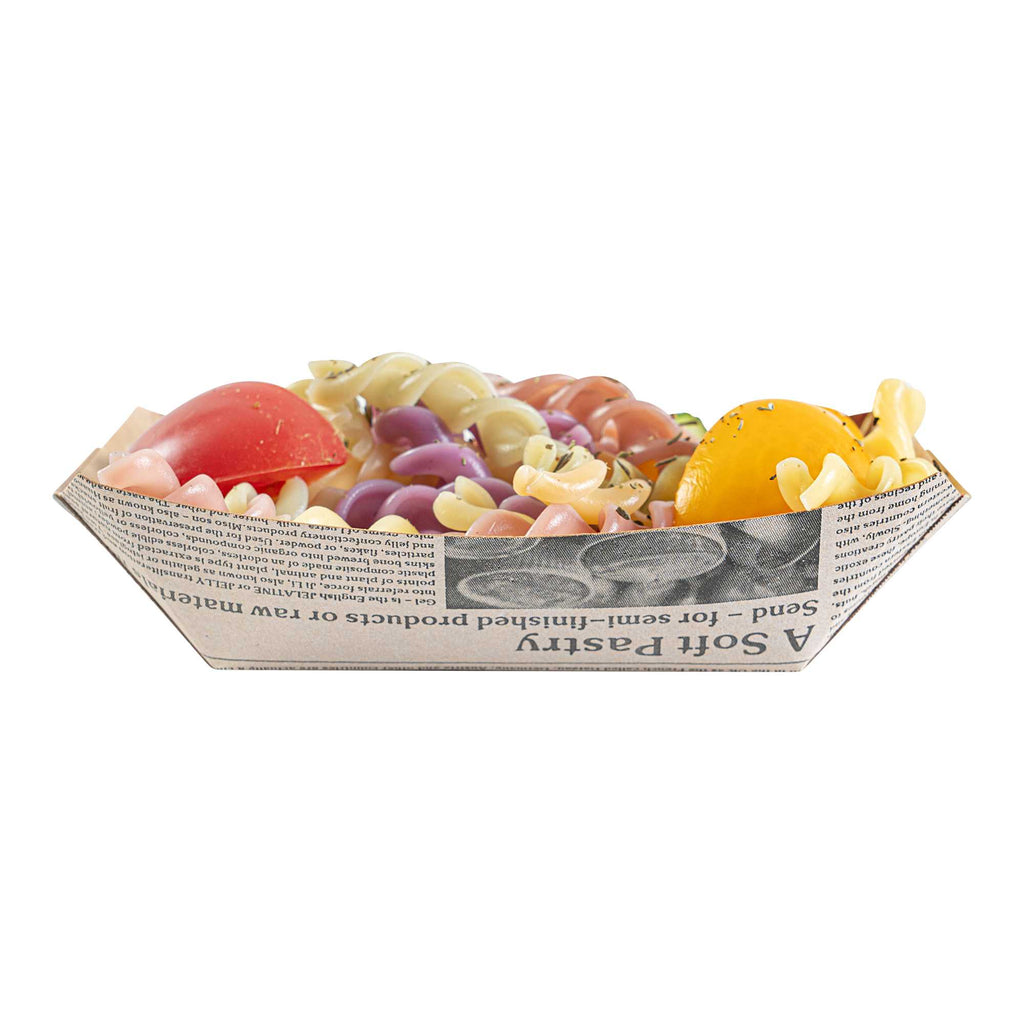 Bio Tek 4 oz Newsprint Paper #25 Food Tray / Boat - 3" x 2" x 1" - 50 count box