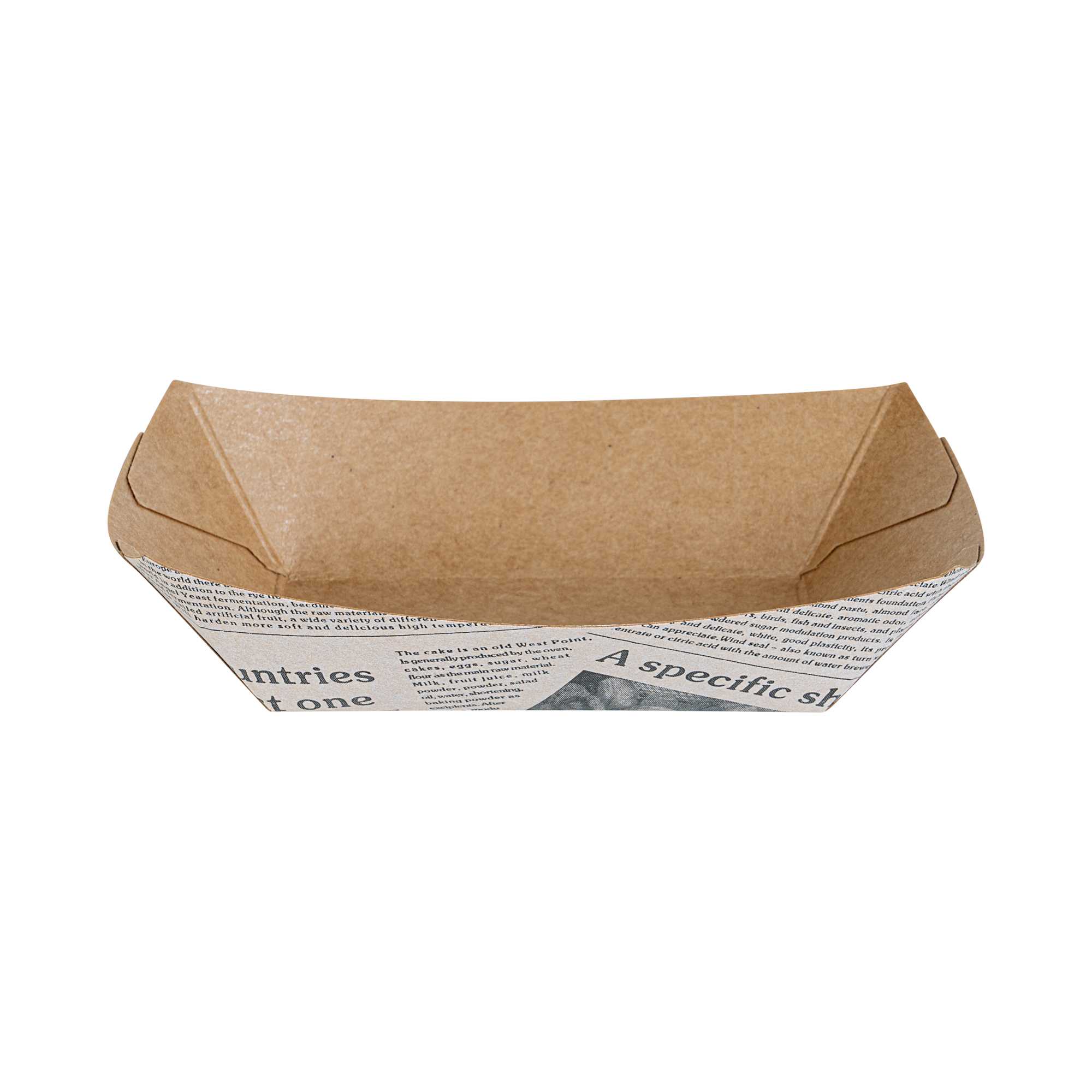 Bio Tek 4 oz Newsprint Paper #25 Food Tray / Boat - 3" x 2" x 1" - 50 count box