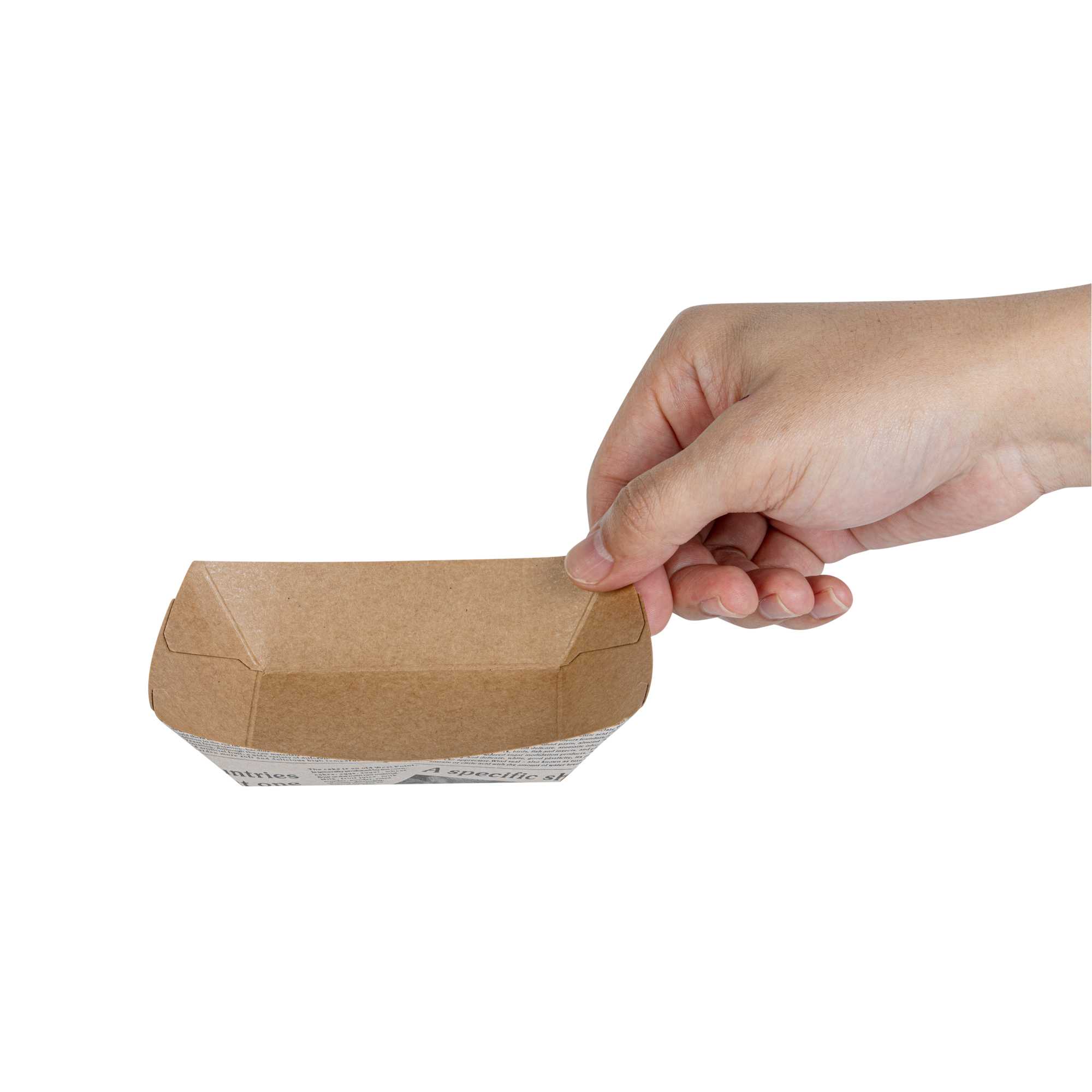 Bio Tek 4 oz Newsprint Paper #25 Food Tray / Boat - 3" x 2" x 1" - 400 count box