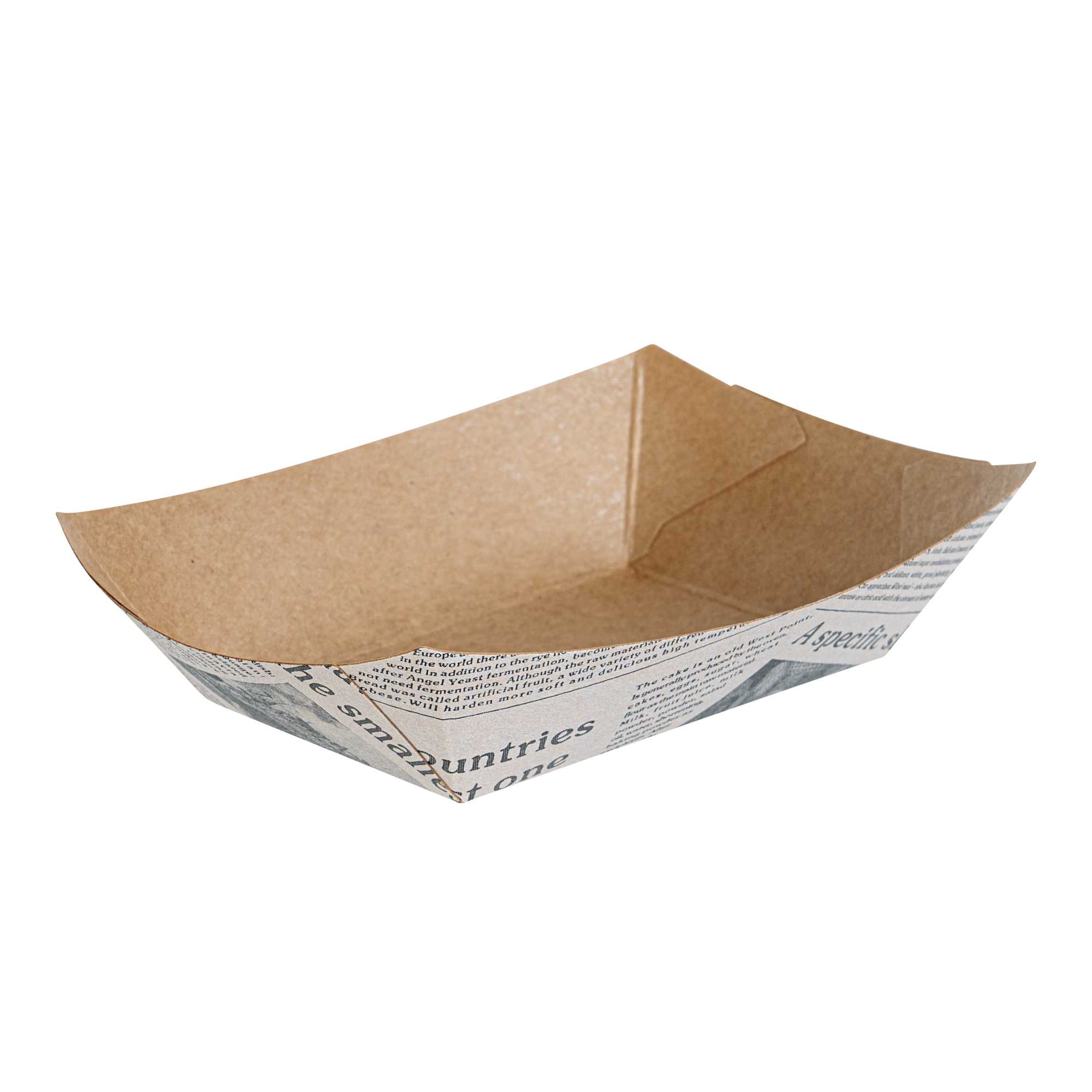 Bio Tek 4 oz Newsprint Paper #25 Food Tray / Boat - 3" x 2" x 1" - 400 count box