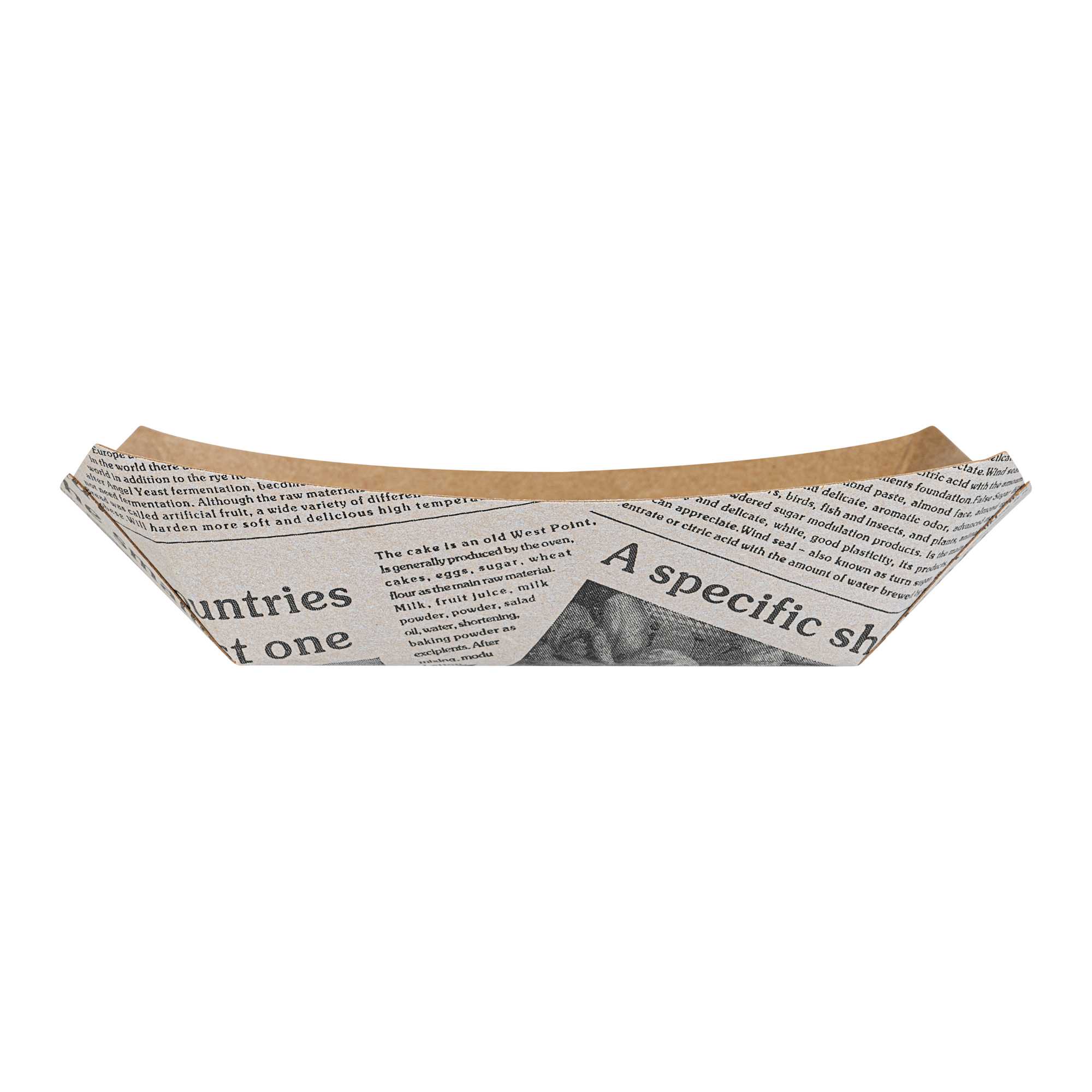 Bio Tek 4 oz Newsprint Paper #25 Food Tray / Boat - 3" x 2" x 1" - 400 count box