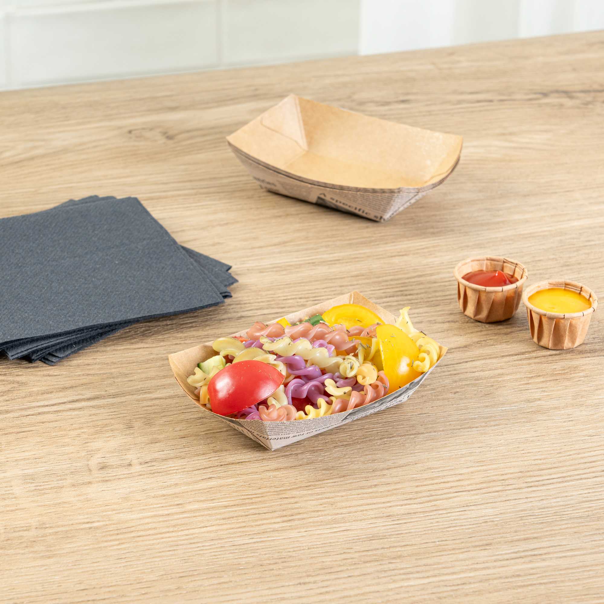 Bio Tek 4 oz Newsprint Paper #25 Food Tray / Boat - 3" x 2" x 1" - 400 count box