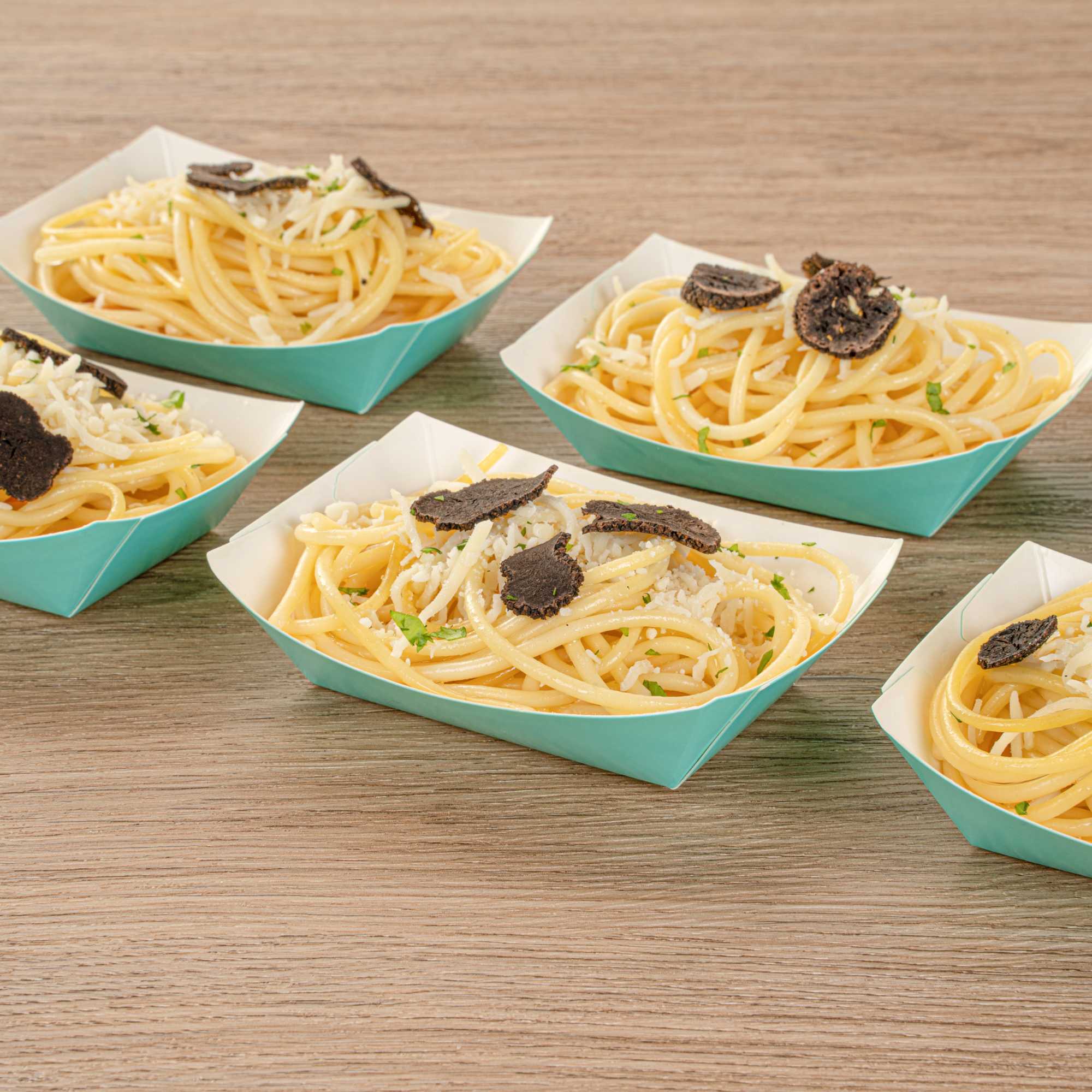 Bio Tek 4 oz Turquoise Paper #25 Food Tray / Boat - 3" x 2" x 1" - 400 count box