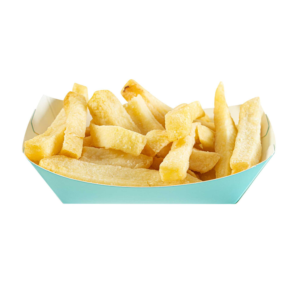 Bio Tek 4 oz Turquoise Paper #25 Food Tray / Boat - 3" x 2" x 1" - 50 count box