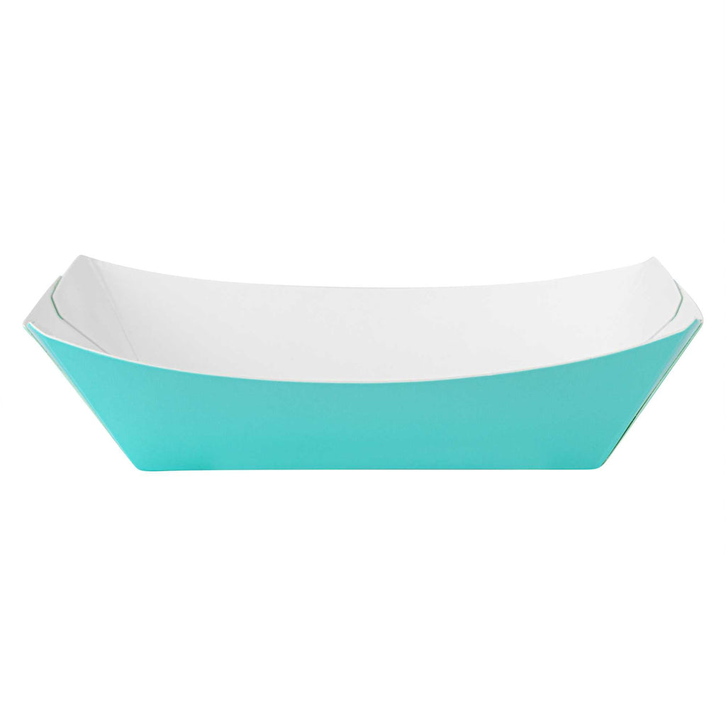 Bio Tek 4 oz Turquoise Paper #25 Food Tray / Boat - 3" x 2" x 1" - 400 count box