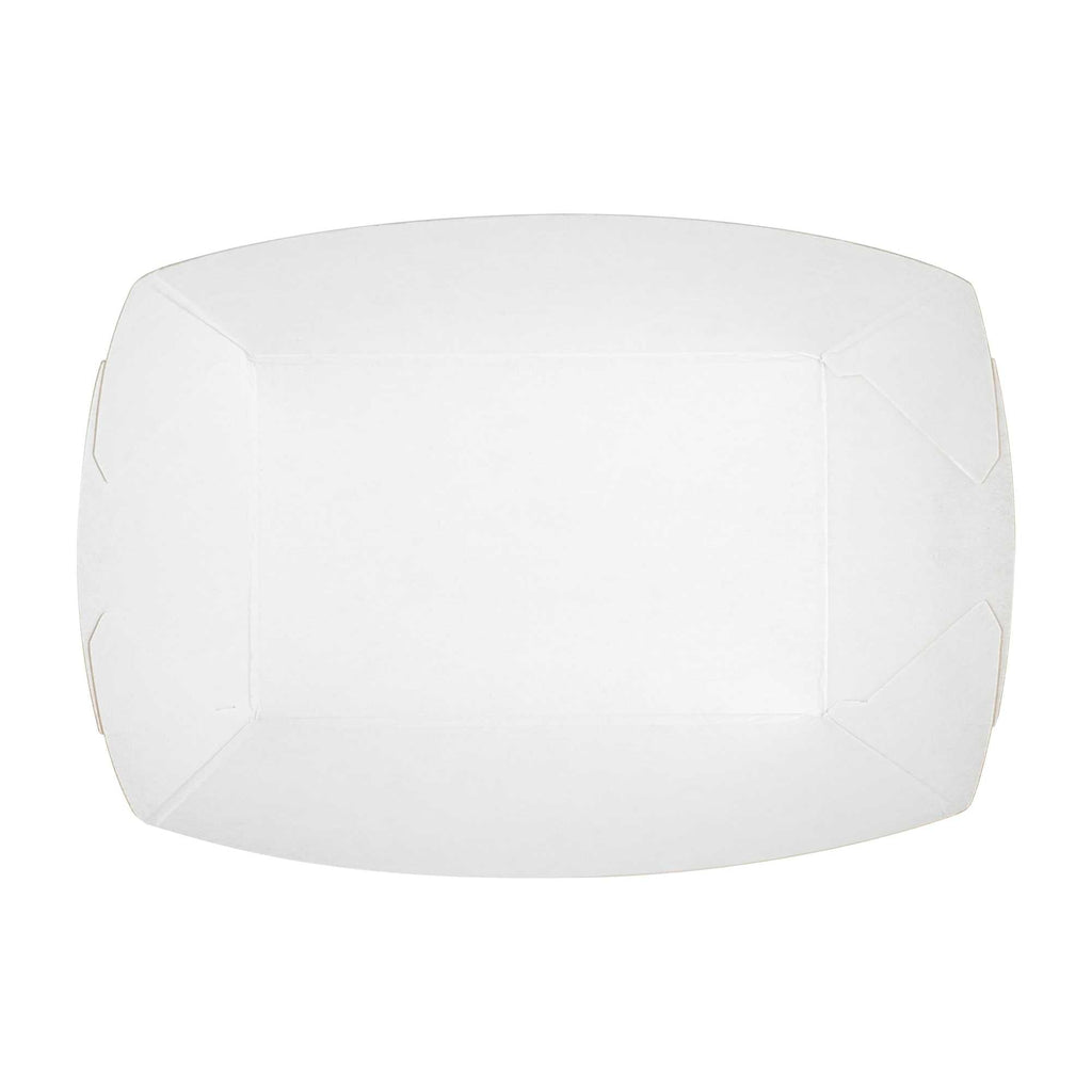Bio Tek 4 oz White Paper #25 Food Tray / Boat - 3" x 2" x 1" - 50 count box