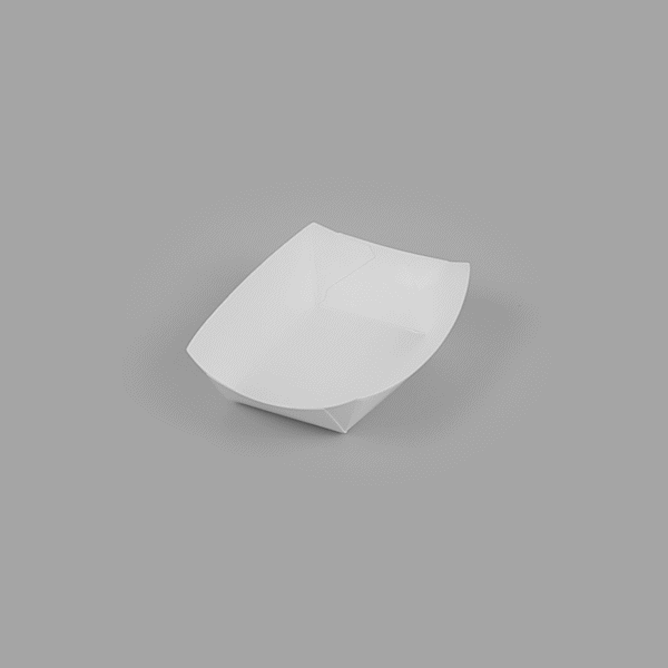Bio Tek 4 oz White Paper #25 Food Tray / Boat - 3" x 2" x 1" - 400 count box