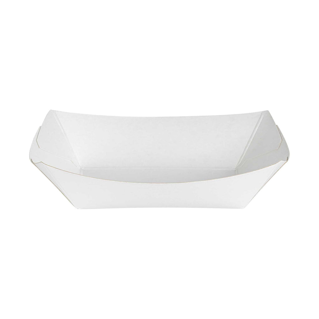 Bio Tek 4 oz White Paper #25 Food Tray / Boat - 3" x 2" x 1" - 400 count box