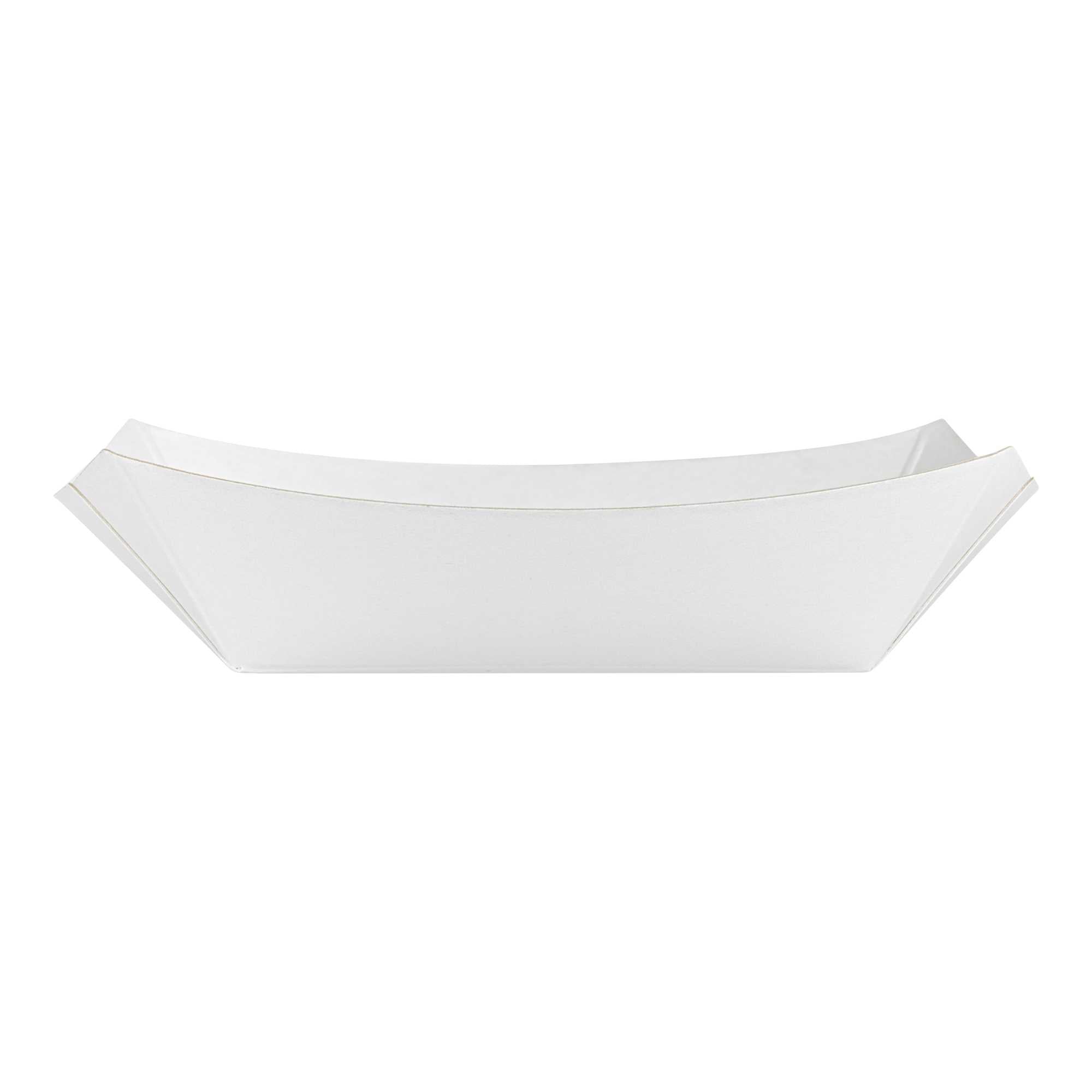 Bio Tek 4 oz White Paper #25 Food Tray / Boat - 3" x 2" x 1" - 400 count box