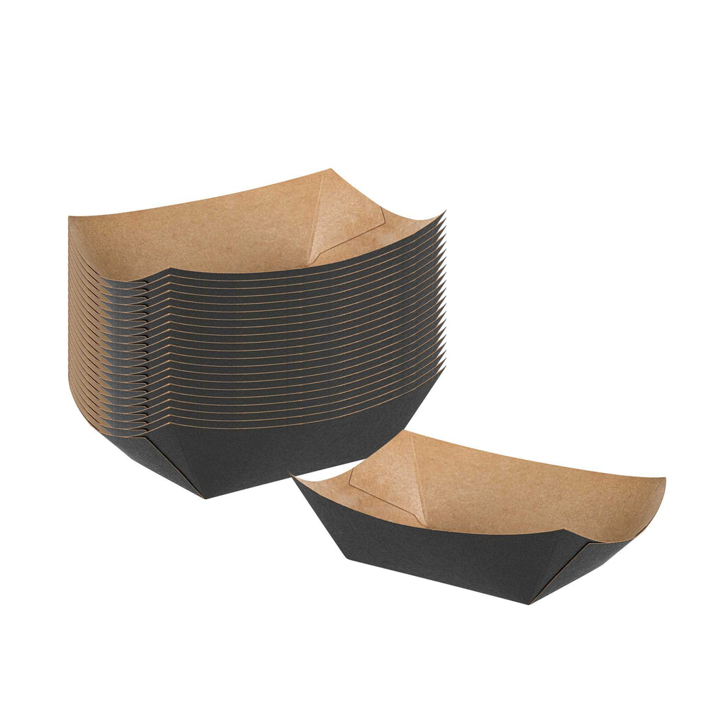 Bio Tek 6 oz Black Paper #40 Food Tray / Boat - 5" x 4" x 1 1/2" - 400 count box