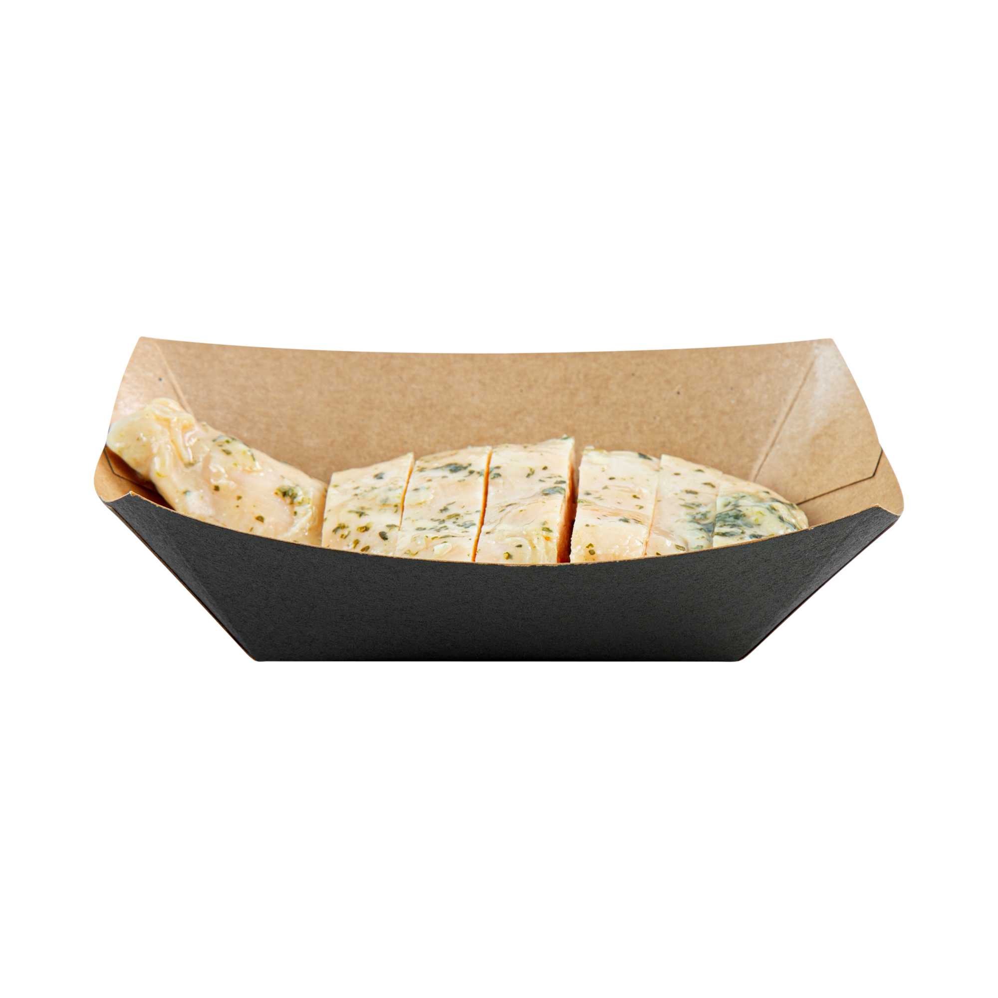 Bio Tek 6 oz Black Paper #40 Food Tray / Boat - 5" x 4" x 1 1/2" - 50 count box