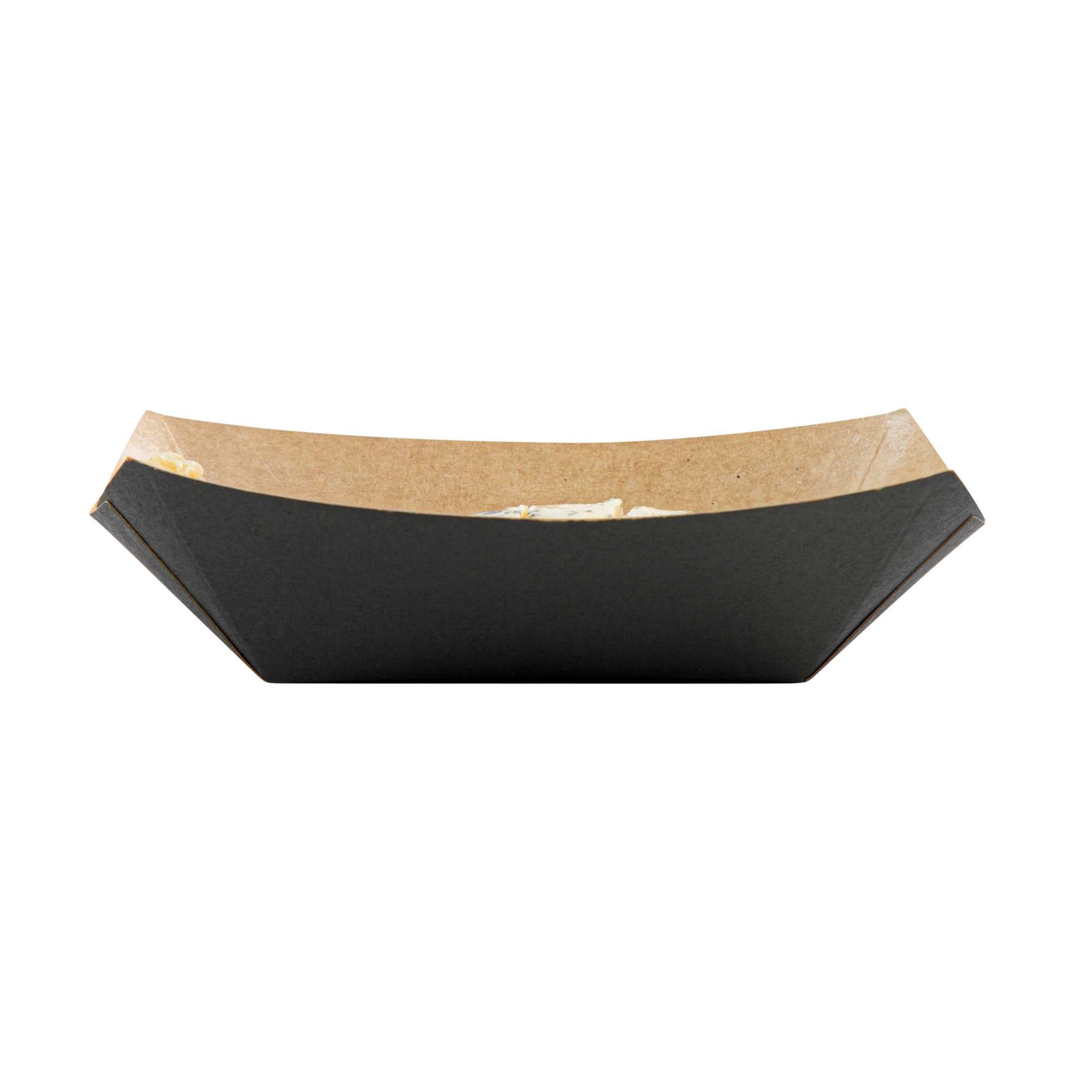 Bio Tek 6 oz Black Paper #40 Food Tray / Boat - 5" x 4" x 1 1/2" - 50 count box