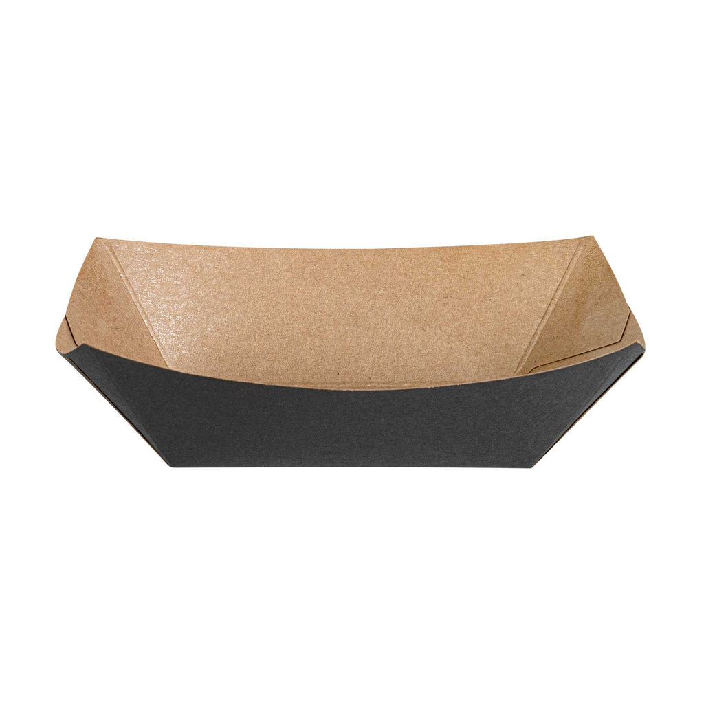 Bio Tek 6 oz Black Paper #40 Food Tray / Boat - 5" x 4" x 1 1/2" - 50 count box