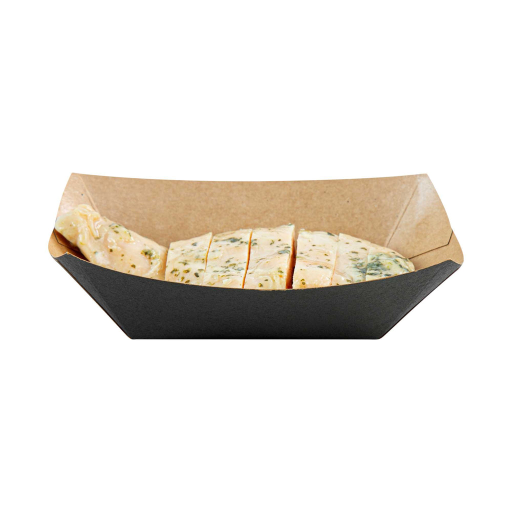 Bio Tek 6 oz Black Paper #40 Food Tray / Boat - 5" x 4" x 1 1/2" - 400 count box