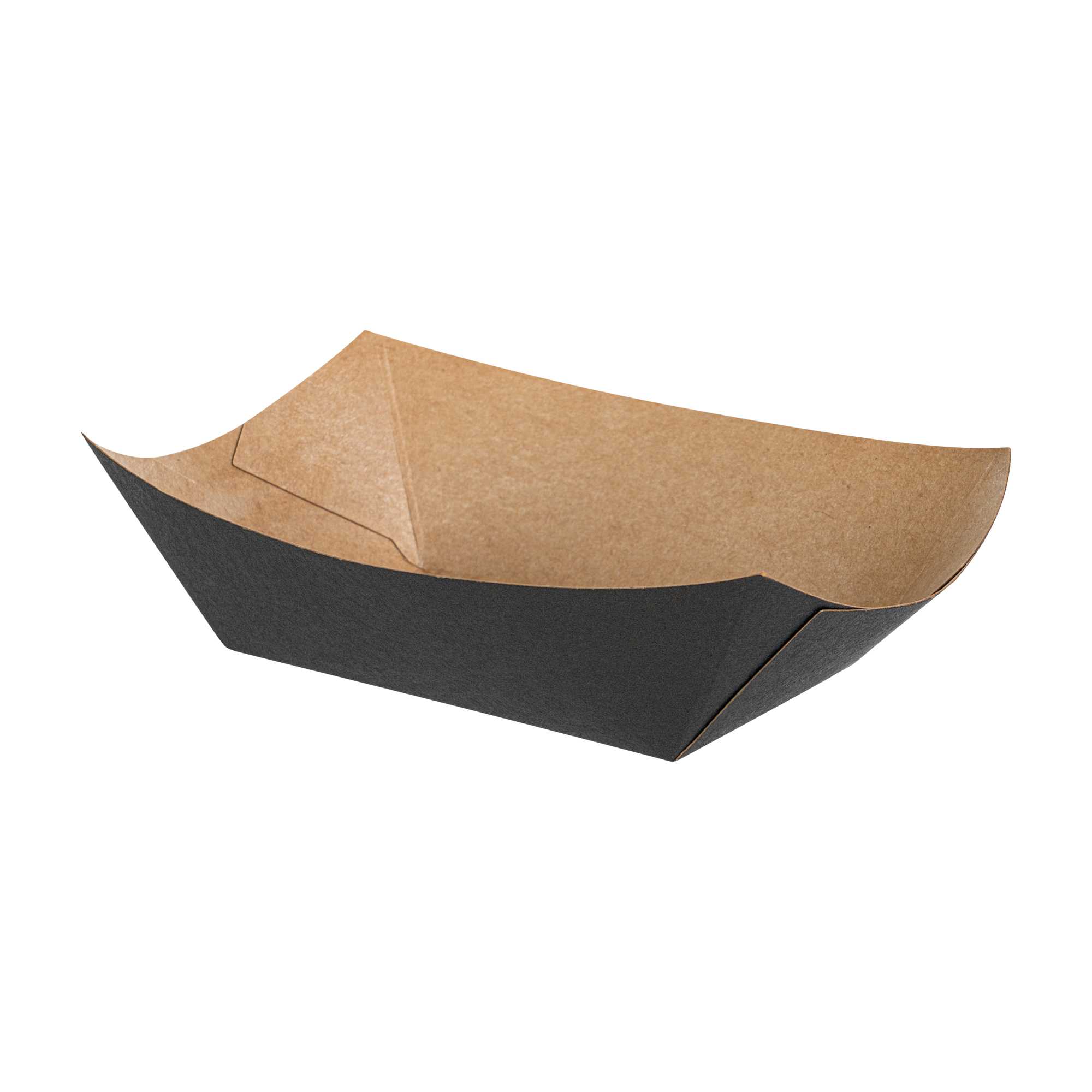 Bio Tek 6 oz Black Paper #40 Food Tray / Boat - 5" x 4" x 1 1/2" - 400 count box