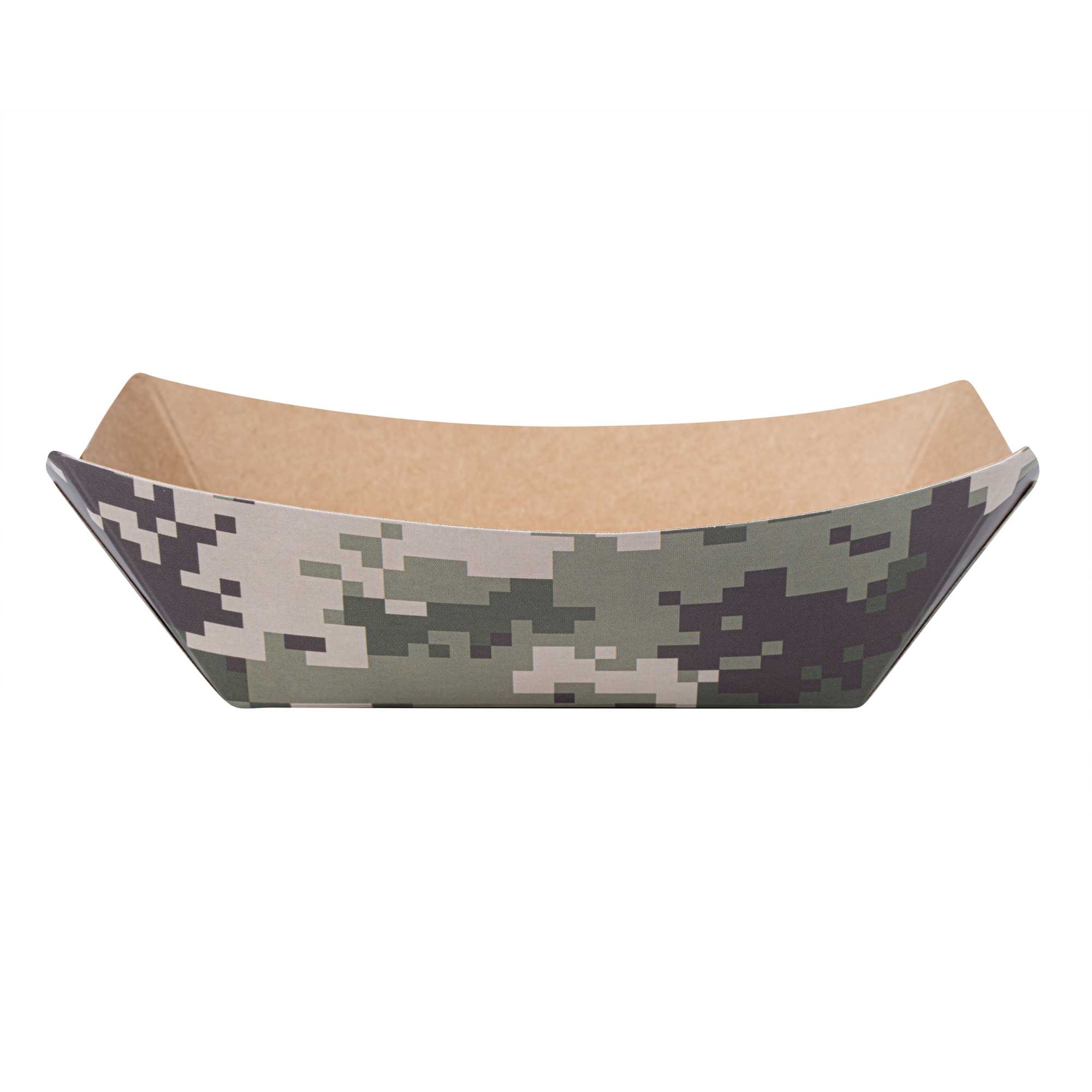 Bio Tek 6 oz Camouflage Paper #40 Food Tray / Boat - 5" x 4" x 1 1/2" - 50 count box