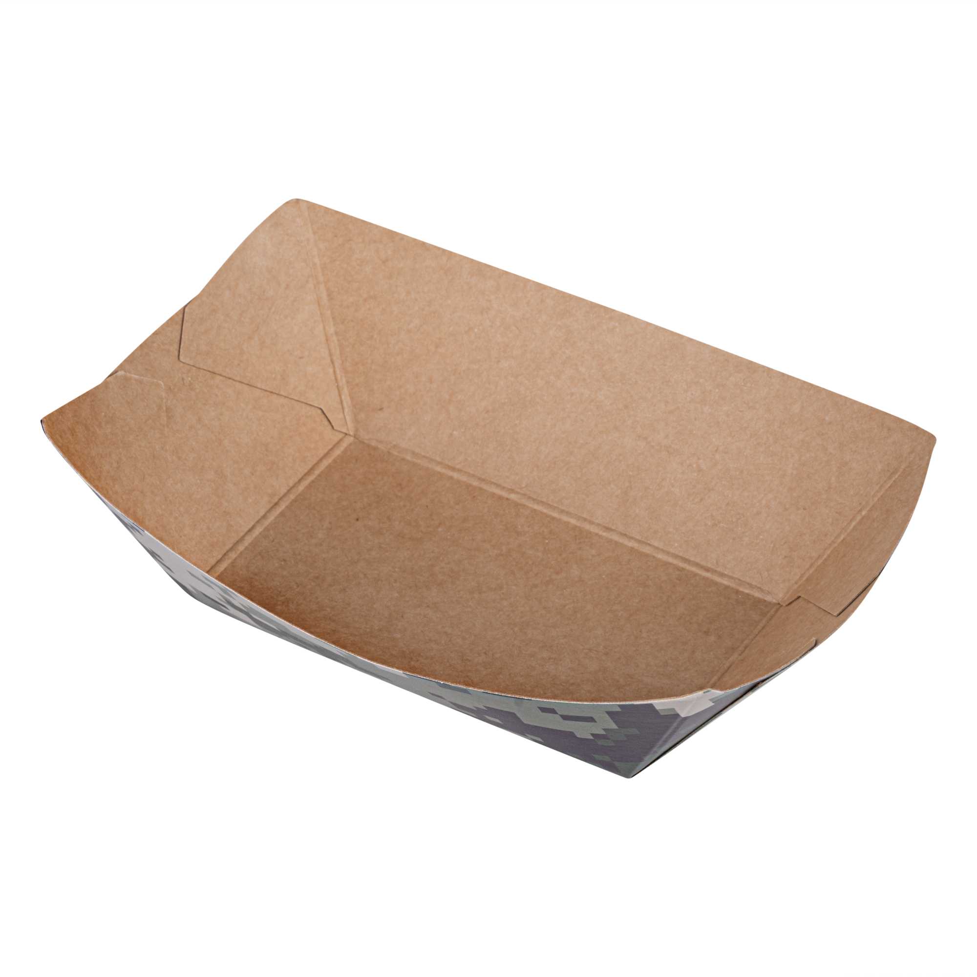 Bio Tek 6 oz Camouflage Paper #40 Food Tray / Boat - 5" x 4" x 1 1/2" - 400 count box