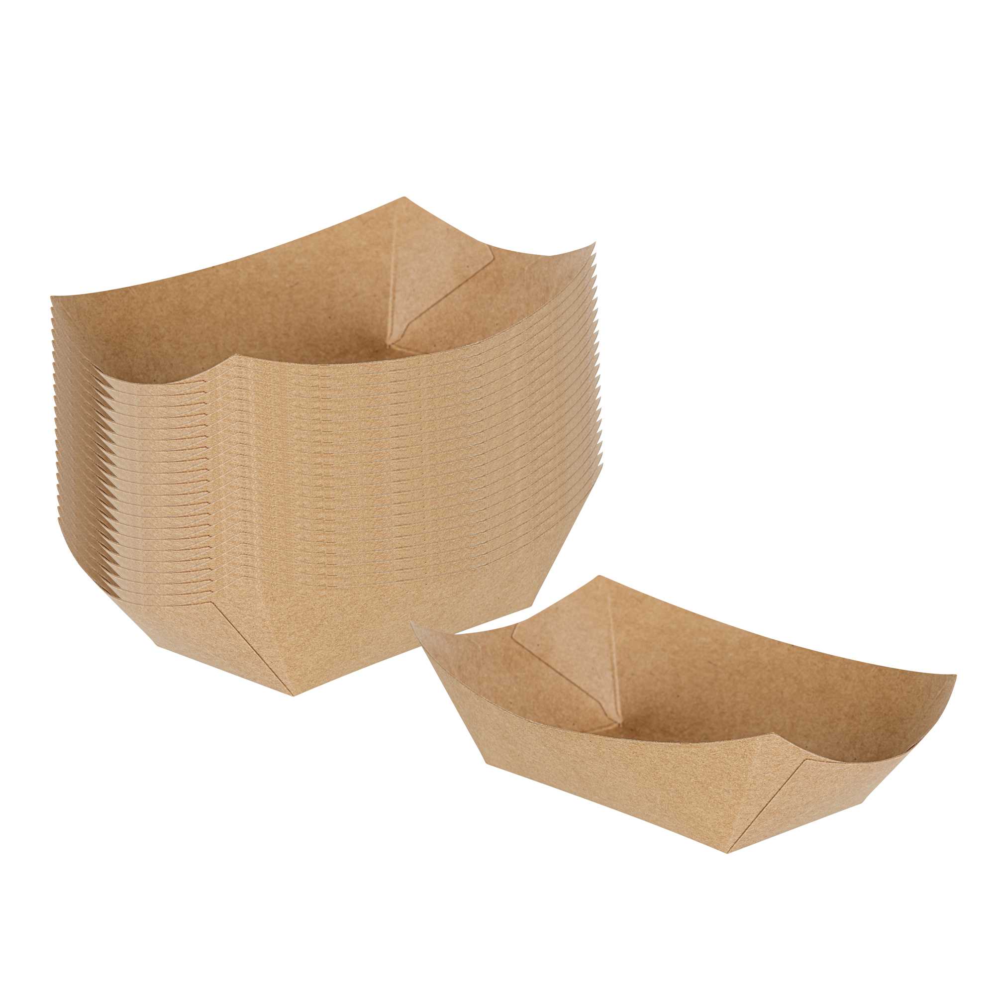 Bio Tek 6 oz Kraft Paper #40 Food Tray / Boat - 5" x 4" x 1 1/2" - 50 count box