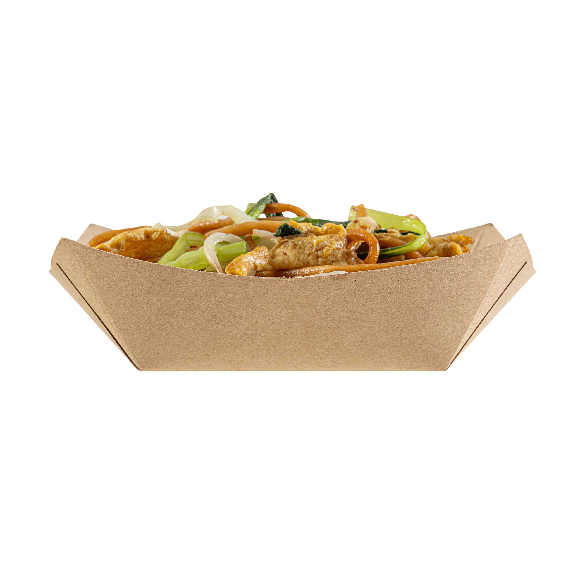 Bio Tek 6 oz Kraft Paper #40 Food Tray / Boat - 5" x 4" x 1 1/2" - 50 count box