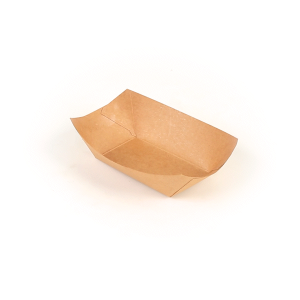 Bio Tek 6 oz Kraft Paper #40 Food Tray / Boat - 5" x 4" x 1 1/2" - 50 count box