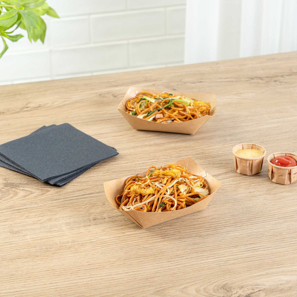 Bio Tek 6 oz Kraft Paper #40 Food Tray / Boat - 5" x 4" x 1 1/2" - 50 count box