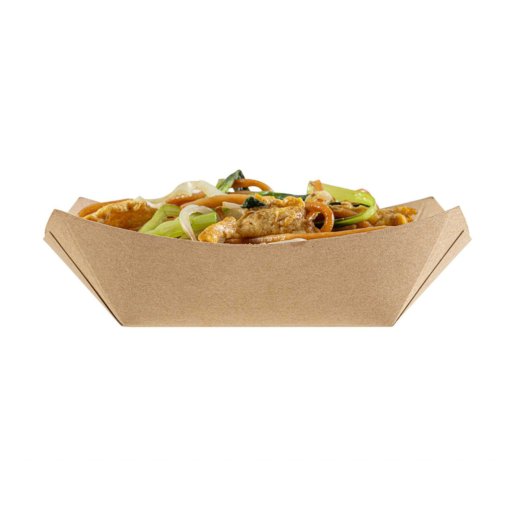 Bio Tek 6 oz Kraft Paper #40 Food Tray / Boat - 5" x 4" x 1 1/2" - 400 count box