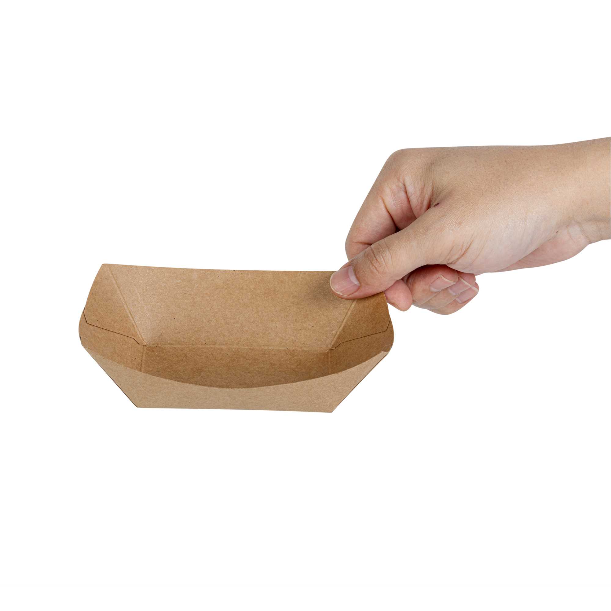 Bio Tek 6 oz Kraft Paper #40 Food Tray / Boat - 5" x 4" x 1 1/2" - 400 count box
