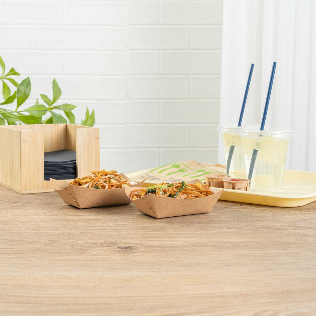 Bio Tek 6 oz Kraft Paper #40 Food Tray / Boat - 5" x 4" x 1 1/2" - 400 count box