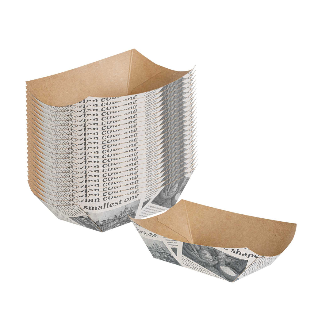 Bio Tek 6 oz Newsprint Paper #40 Food Tray / Boat - 5" x 4" x 1 1/2" - 400 count box