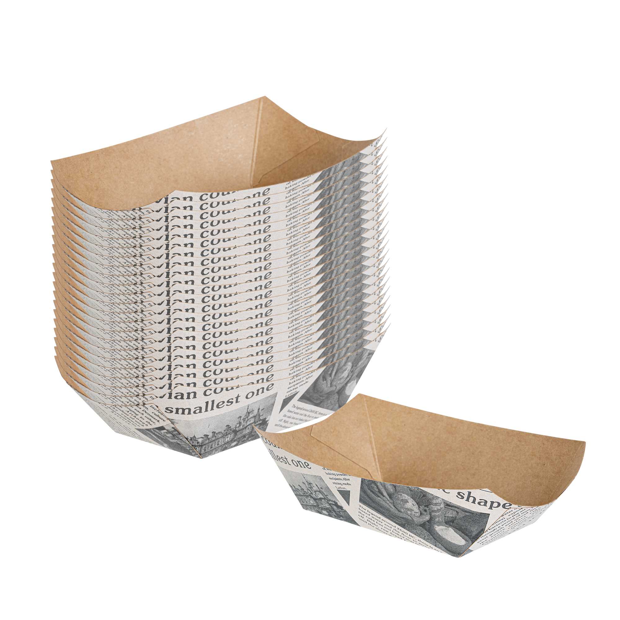 Bio Tek 6 oz Newsprint Paper #40 Food Tray / Boat - 5" x 4" x 1 1/2" - 400 count box