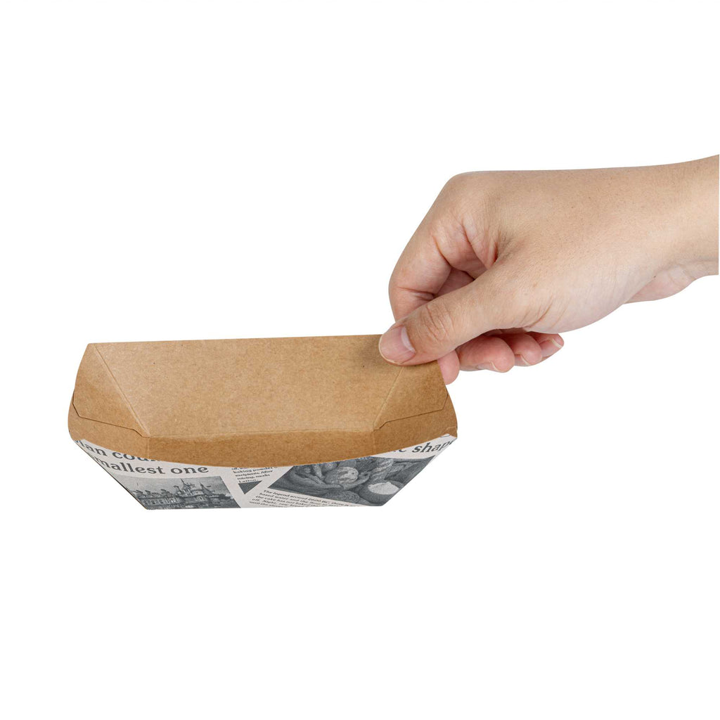 Bio Tek 6 oz Newsprint Paper #40 Food Tray / Boat - 5" x 4" x 1 1/2" - 50 count box