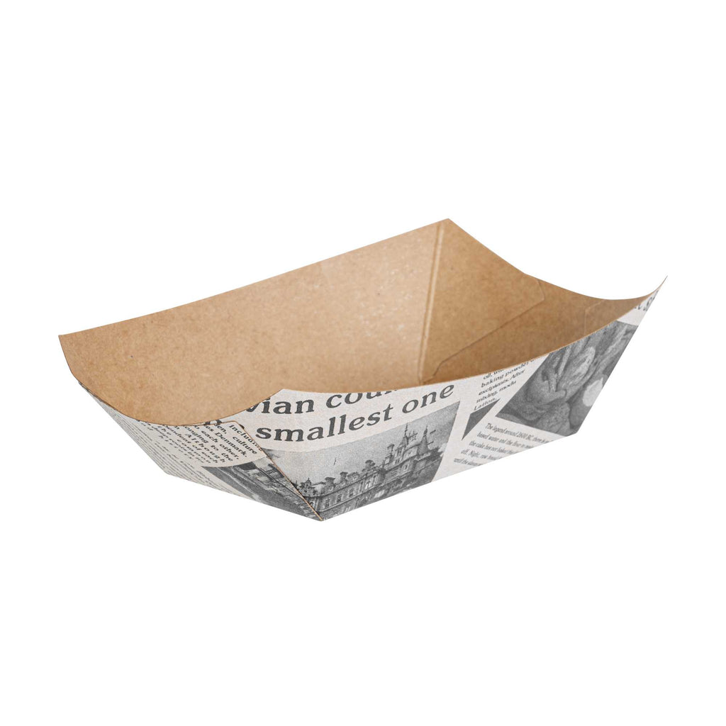 Bio Tek 6 oz Newsprint Paper #40 Food Tray / Boat - 5" x 4" x 1 1/2" - 50 count box