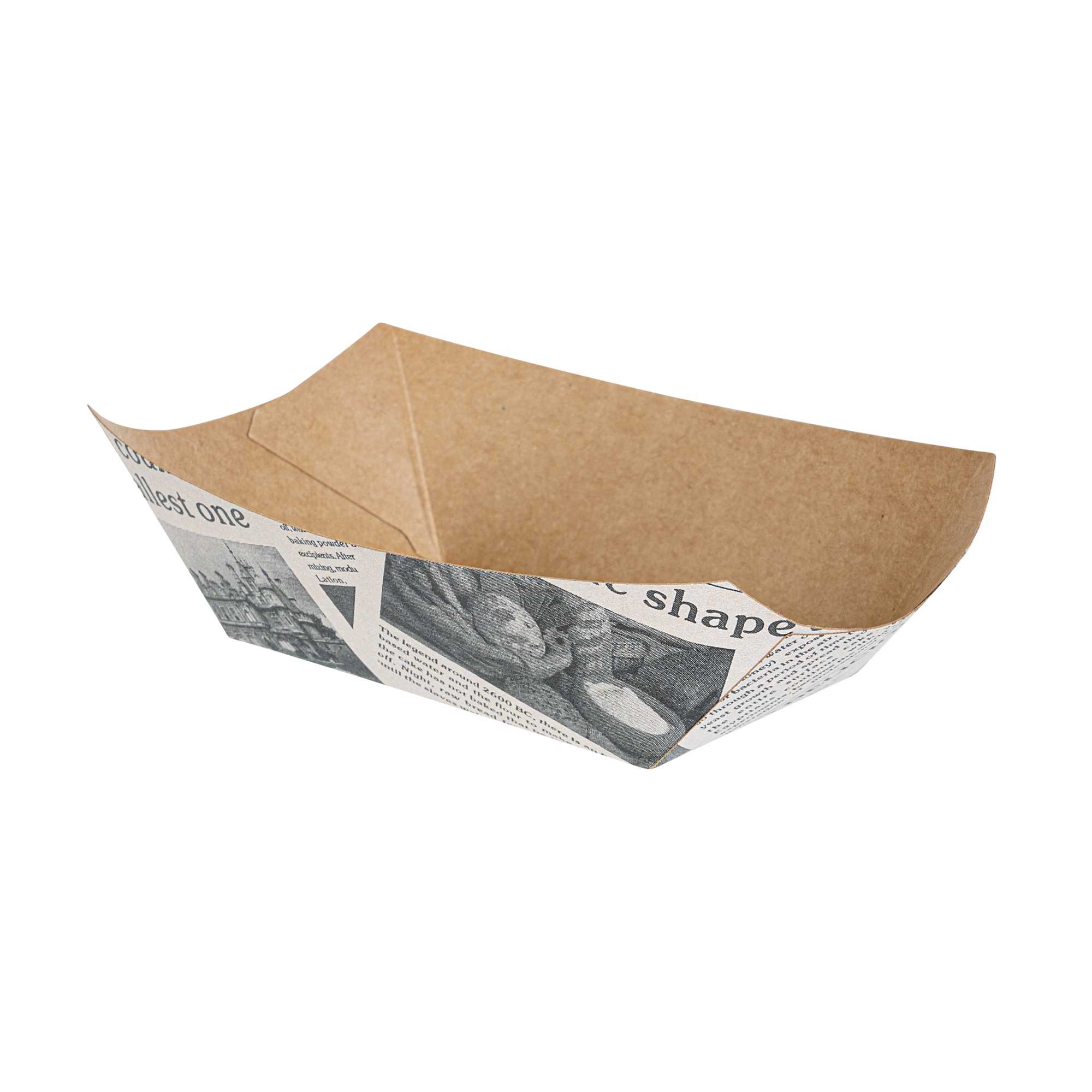 Bio Tek 6 oz Newsprint Paper #40 Food Tray / Boat - 5" x 4" x 1 1/2" - 400 count box