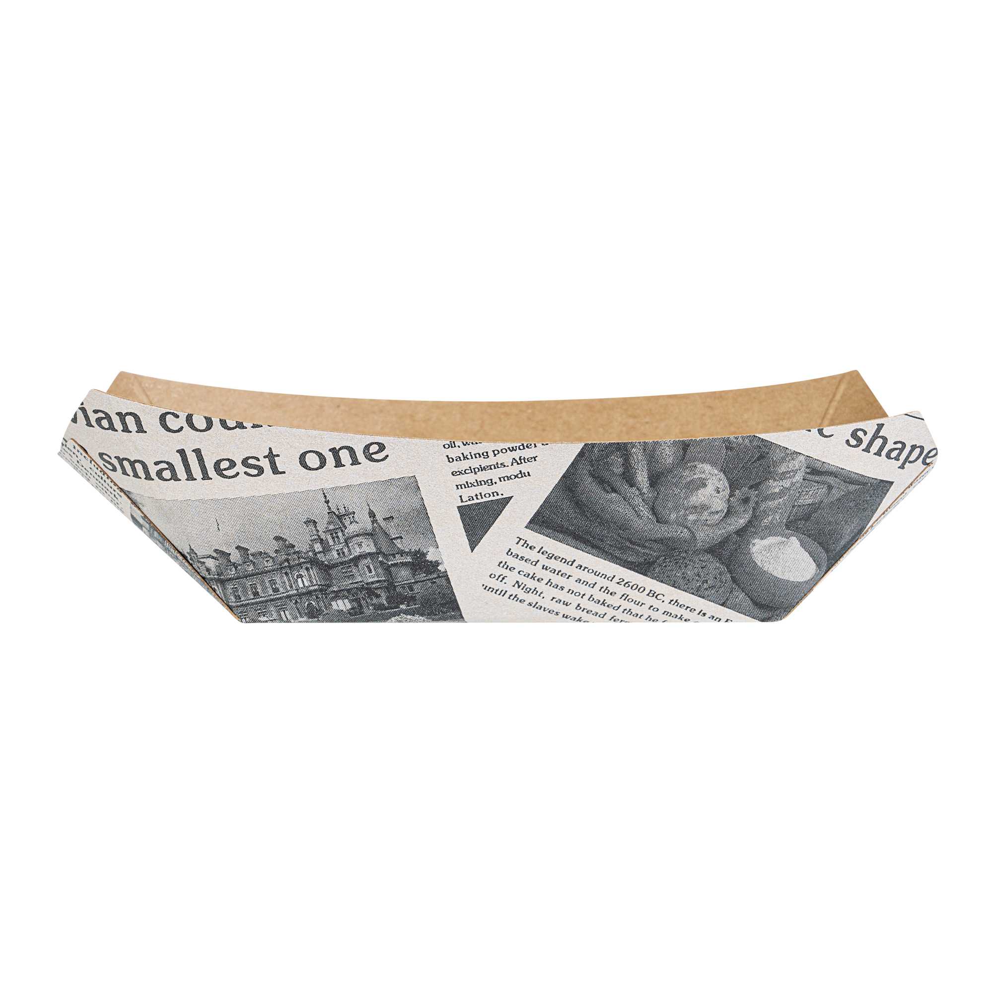 Bio Tek 6 oz Newsprint Paper #40 Food Tray / Boat - 5" x 4" x 1 1/2" - 400 count box