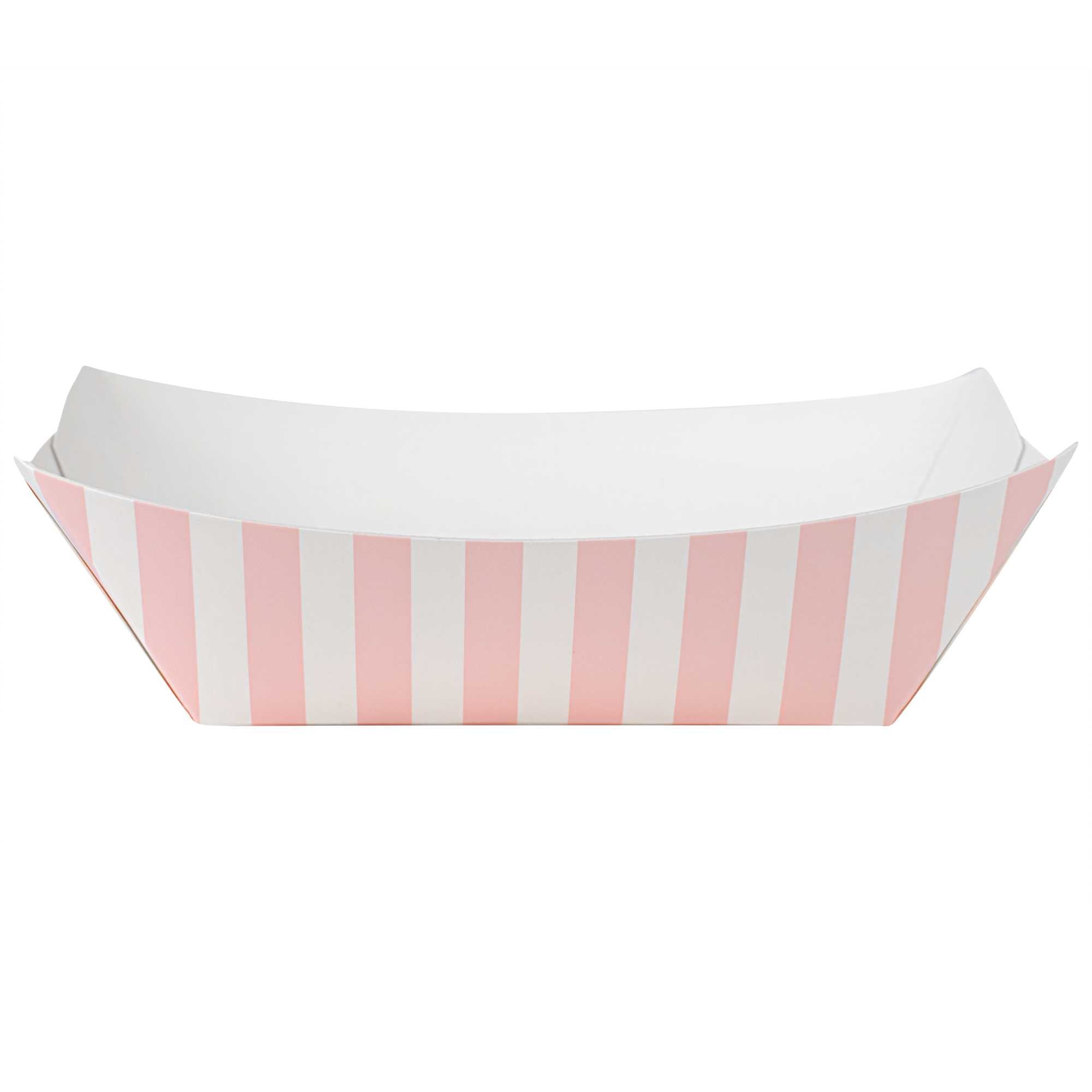 Bio Tek 6 oz Pink and White Stripe Paper #40 Food Tray / Boat - 5" x 4" x 1 1/2" - 400 count box