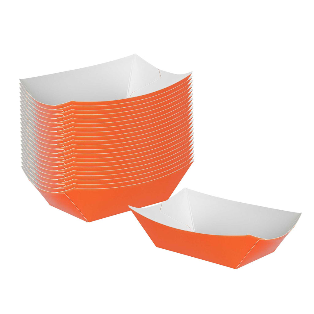 Bio Tek 6 oz Tangerine Orange Paper #40 Food Tray / Boat - 5" x 4" x 1 1/2" - 50 count box