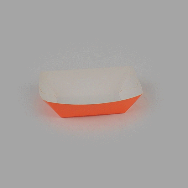 Bio Tek 6 oz Tangerine Orange Paper #40 Food Tray / Boat - 5" x 4" x 1 1/2" - 50 count box