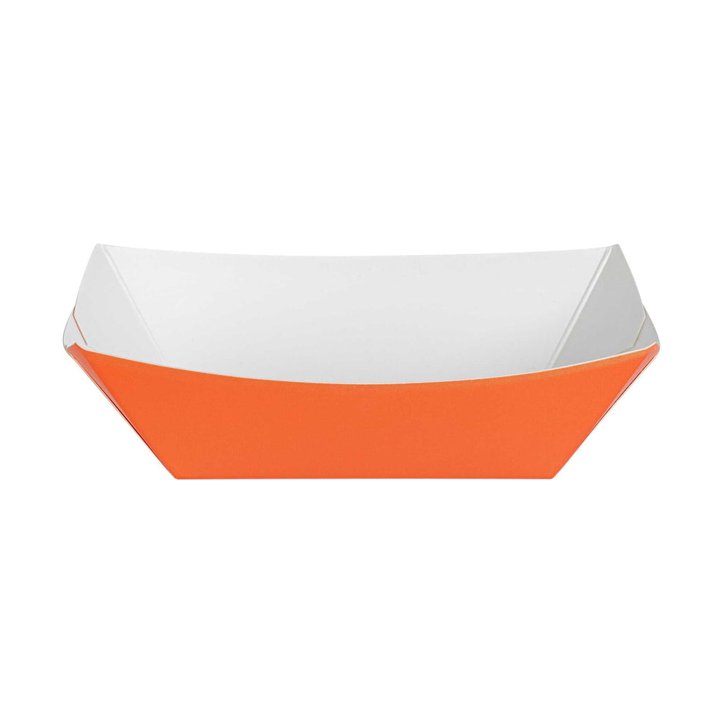 Bio Tek 6 oz Tangerine Orange Paper #40 Food Tray / Boat - 5" x 4" x 1 1/2" - 50 count box