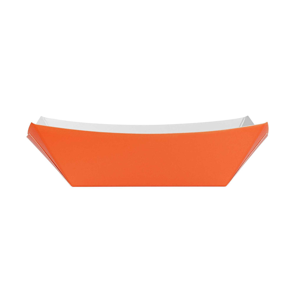 Bio Tek 6 oz Tangerine Orange Paper #40 Food Tray / Boat - 5" x 4" x 1 1/2" - 50 count box