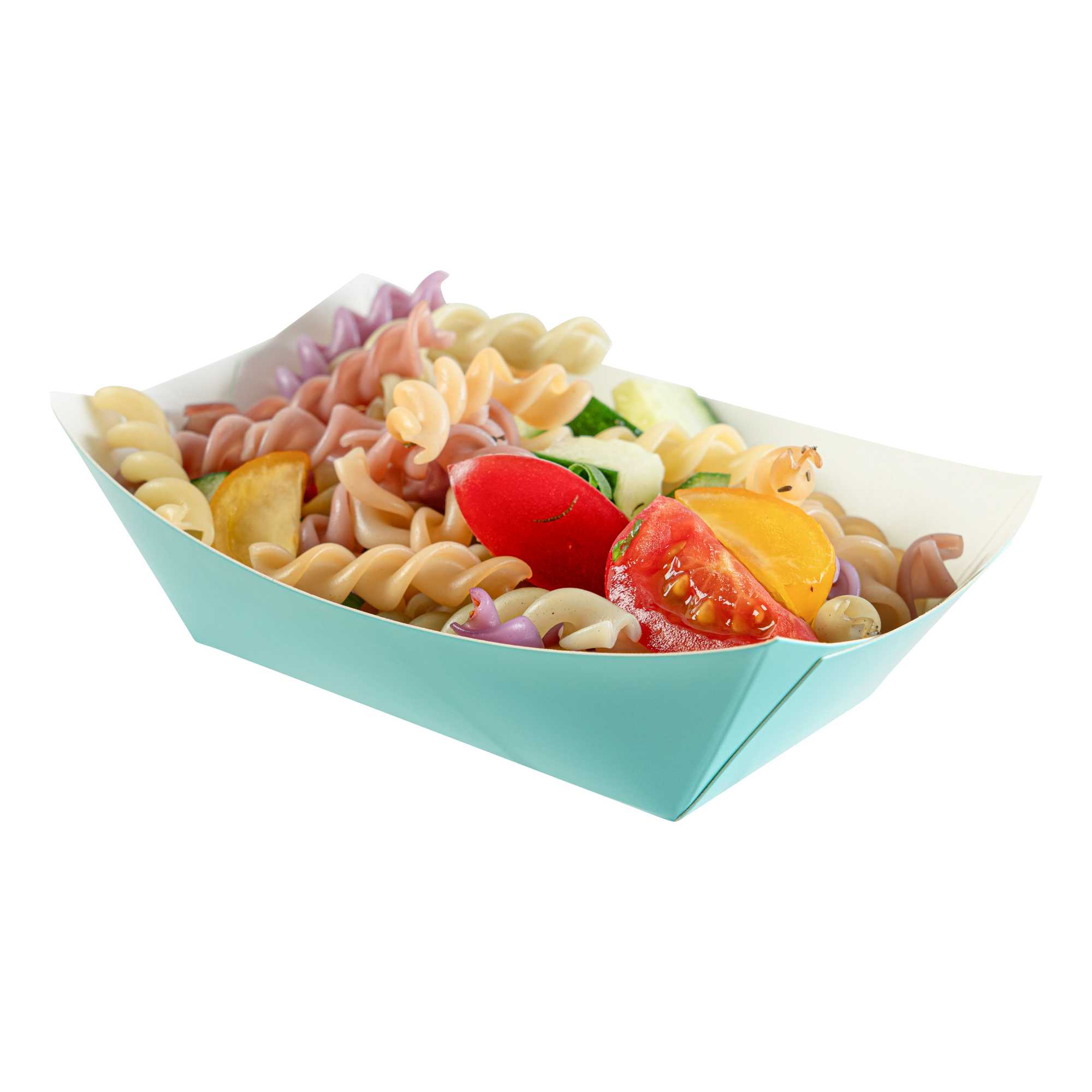 Bio Tek 6 oz Turquoise Paper #40 Food Tray / Boat - 5" x 4" x 1 1/2" - 400 count box
