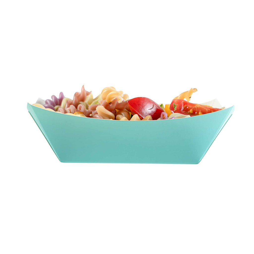 Bio Tek 6 oz Turquoise Paper #40 Food Tray / Boat - 5" x 4" x 1 1/2" - 50 count box