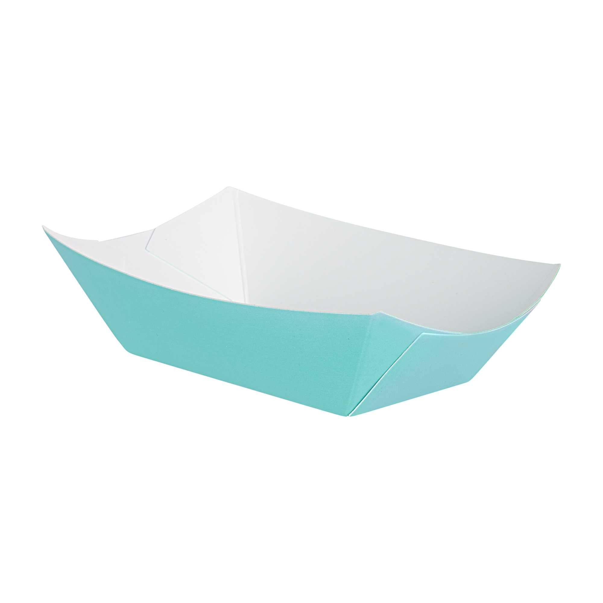 Bio Tek 6 oz Turquoise Paper #40 Food Tray / Boat - 5" x 4" x 1 1/2" - 400 count box