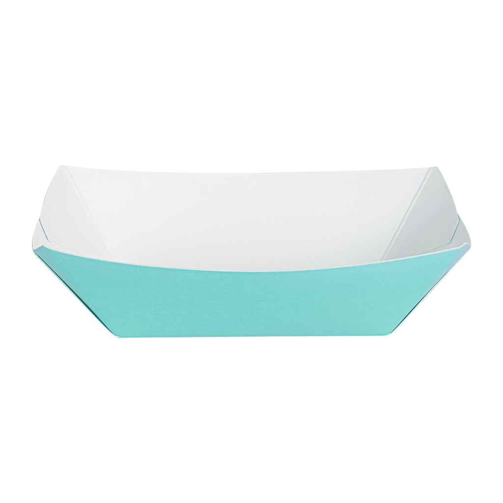 Bio Tek 6 oz Turquoise Paper #40 Food Tray / Boat - 5" x 4" x 1 1/2" - 400 count box