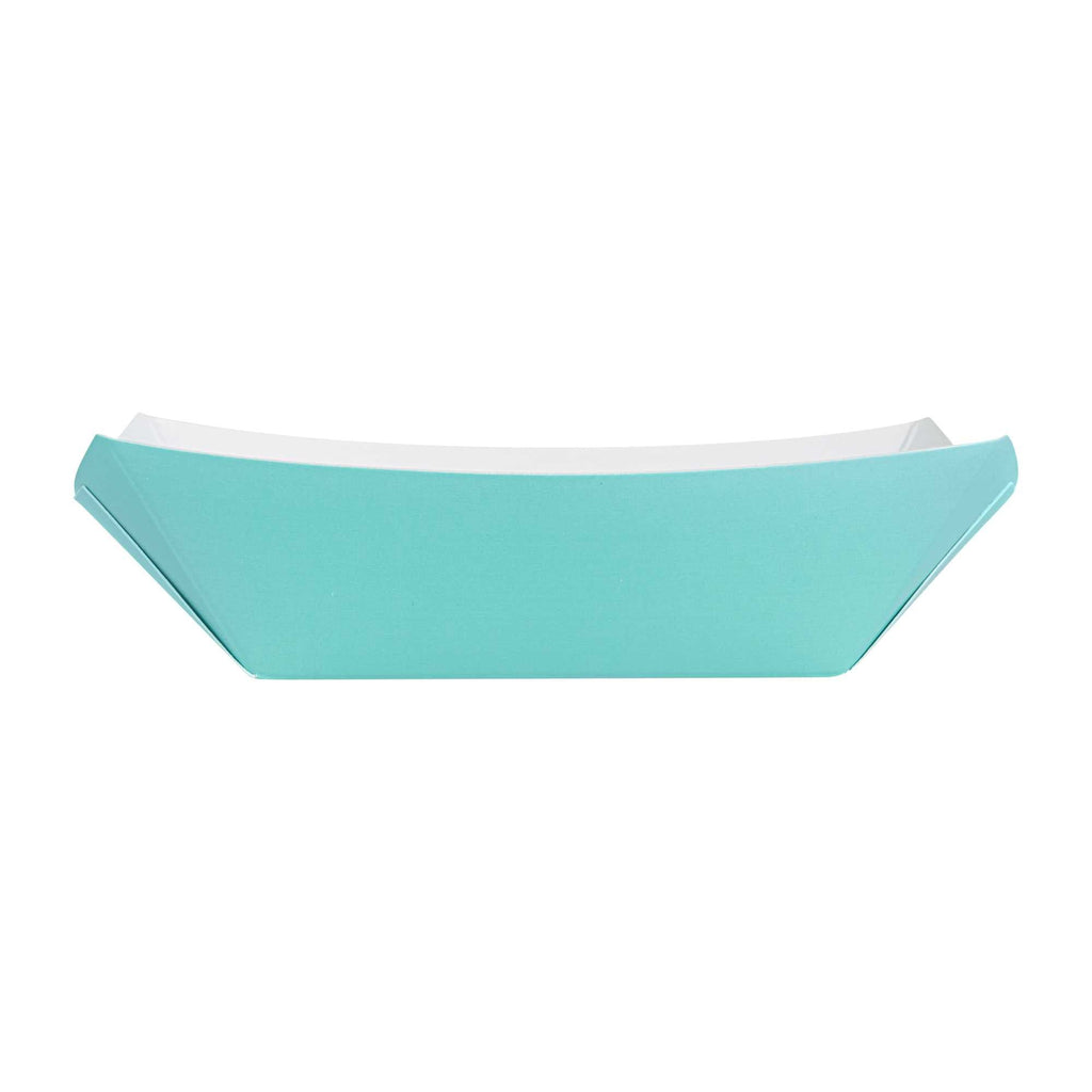 Bio Tek 6 oz Turquoise Paper #40 Food Tray / Boat - 5" x 4" x 1 1/2" - 400 count box